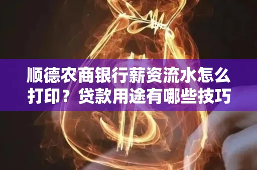 顺德农商银行薪资流水怎么打印?贷款用途有哪些技巧?